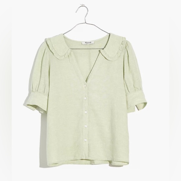 Madewell Tops - NWT Madewell Linen-blend button down top with Peter Pan collar